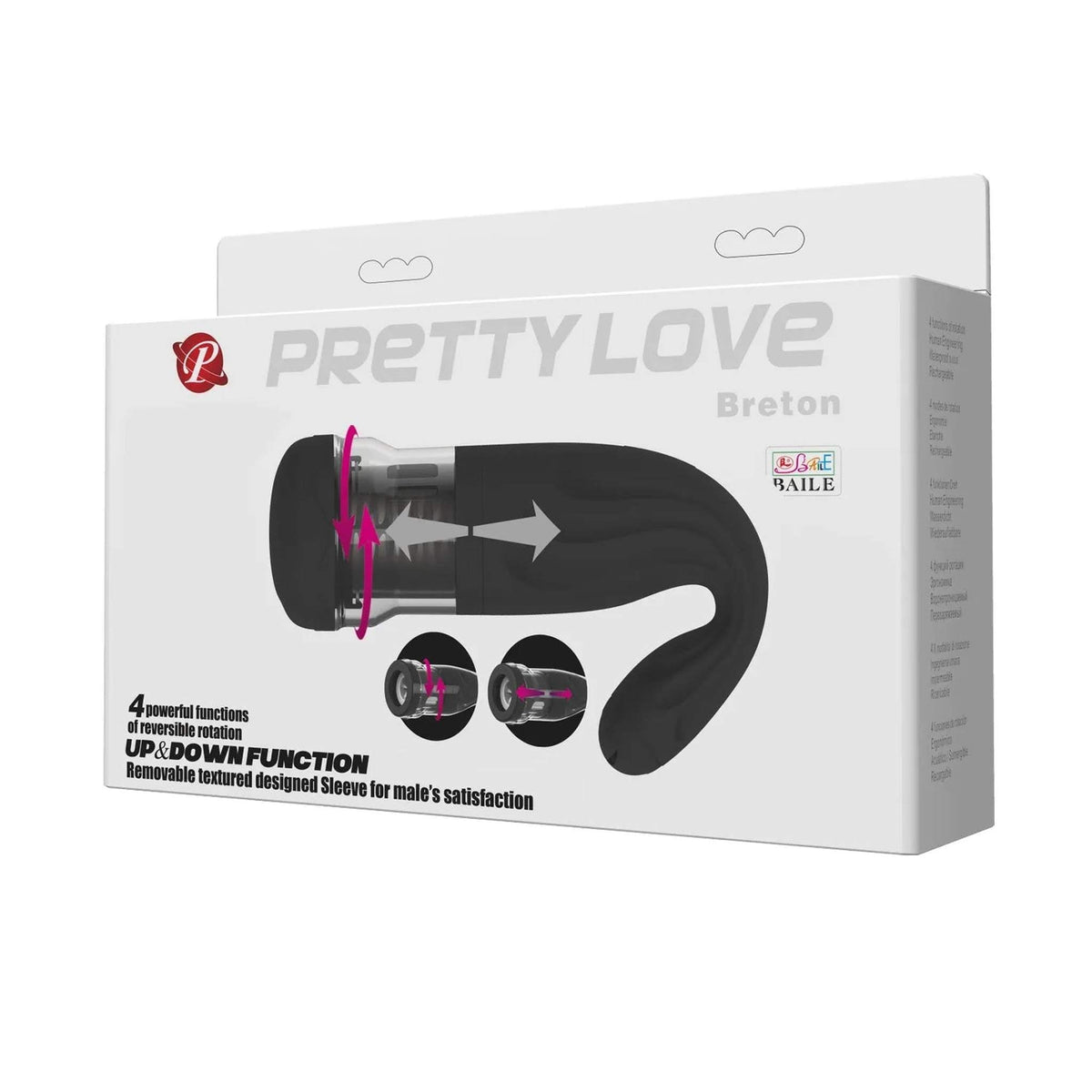 Confezione prodotto Pretty Love Breton masturbatore multifunzione con funzioni rotazione e spinta