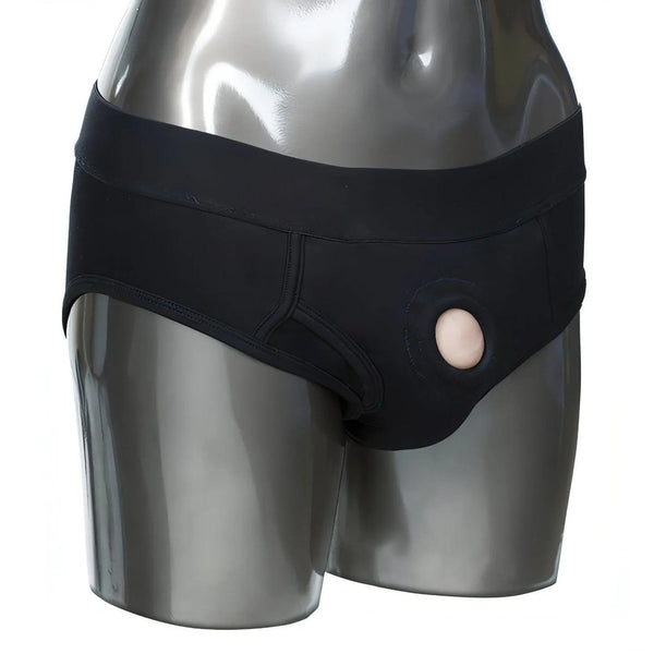 Imbracatura nera per brief Calexotics modello XS/S con tasca centrale