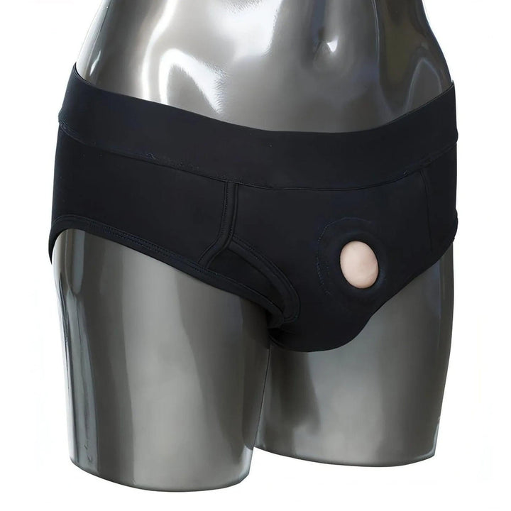 Imbracatura nera per brief Calexotics modello XS/S con tasca centrale