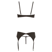 Vista posteriore bustier nero lingerie con chiusura e spalline regolabili