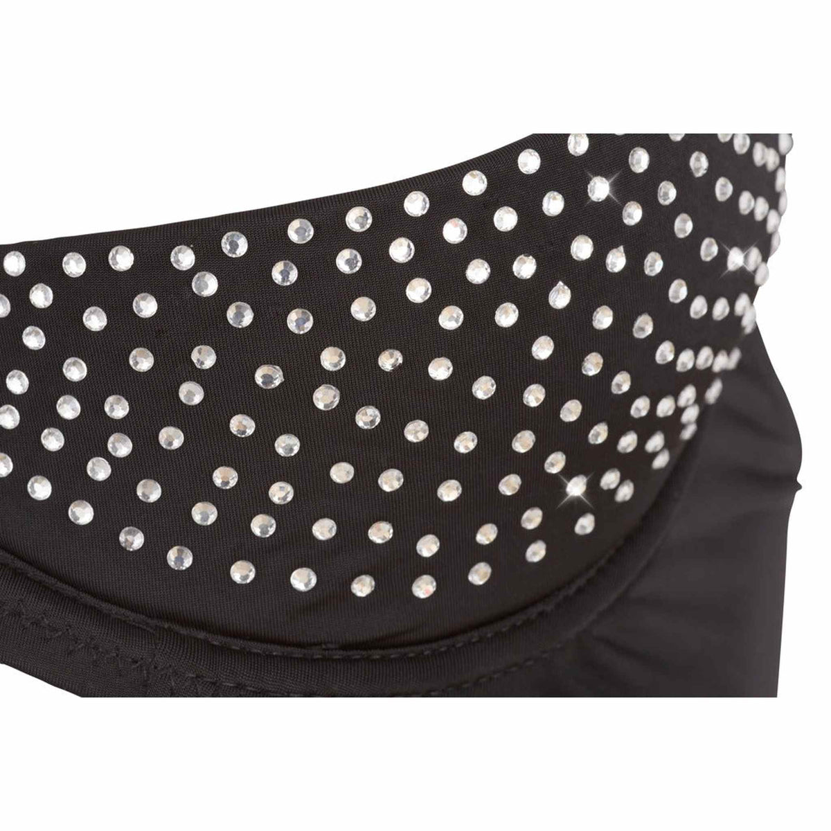 Bordo inferiore bustier nero con fila di strass rotondi brillanti