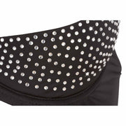 Bordo inferiore bustier nero con fila di strass rotondi brillanti