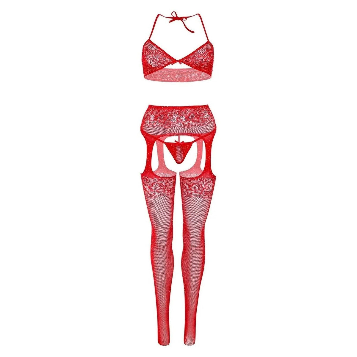 Brilliant Set - Reggiseno, Perizoma e Collant con apertura inguinale