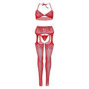 Brilliant Set - Reggiseno, Perizoma e Collant con apertura inguinale