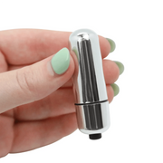 Vibratore Bullet Vibrante argento metallico tascabile per stimolazione clitoridea