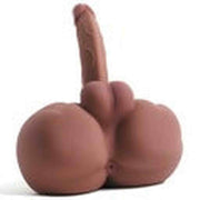 Vista posteriore busto mezzo donna pelle chiara glutei voluminosi pene eretto verticale centrale
