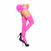 Calze autoreggenti fucsia opache con elastico vita e perizoma abbinato