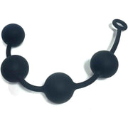 Catena anale nera in silicone opaco con 4 sfere e anello, flessibile