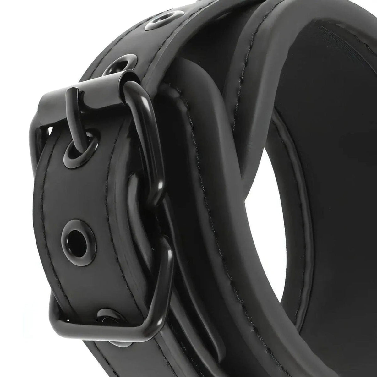 Cavigliere con doppia imbottitura e catena in acciaio nero coordinato