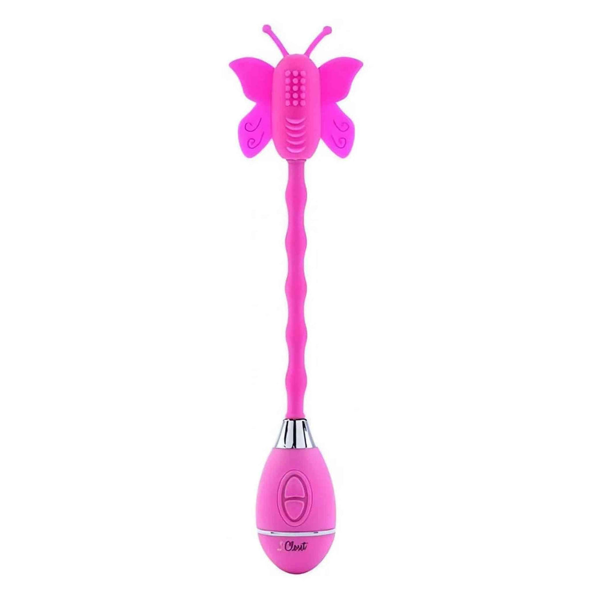 Vibratore clitorideo rosa a forma di farfalla flessibile in silicone con logo Closet