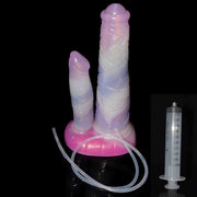 Dildo Centaur silicone lucido rosa bianco viola con tubo e siringa 100ml