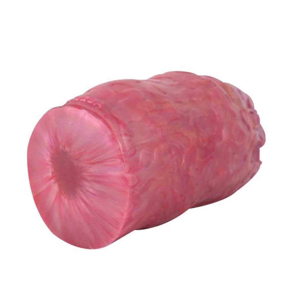 Retro masturbatore centopiedi base piatta texture ondulata silicone liquido rosa tonale