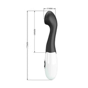 Vibratore nero dimensioni 172 mm testa 100 mm vista laterale con misure
