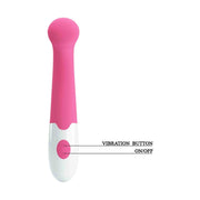 Vibratore vaginale rosa testa sferica con pulsanti vibrazione e accensione