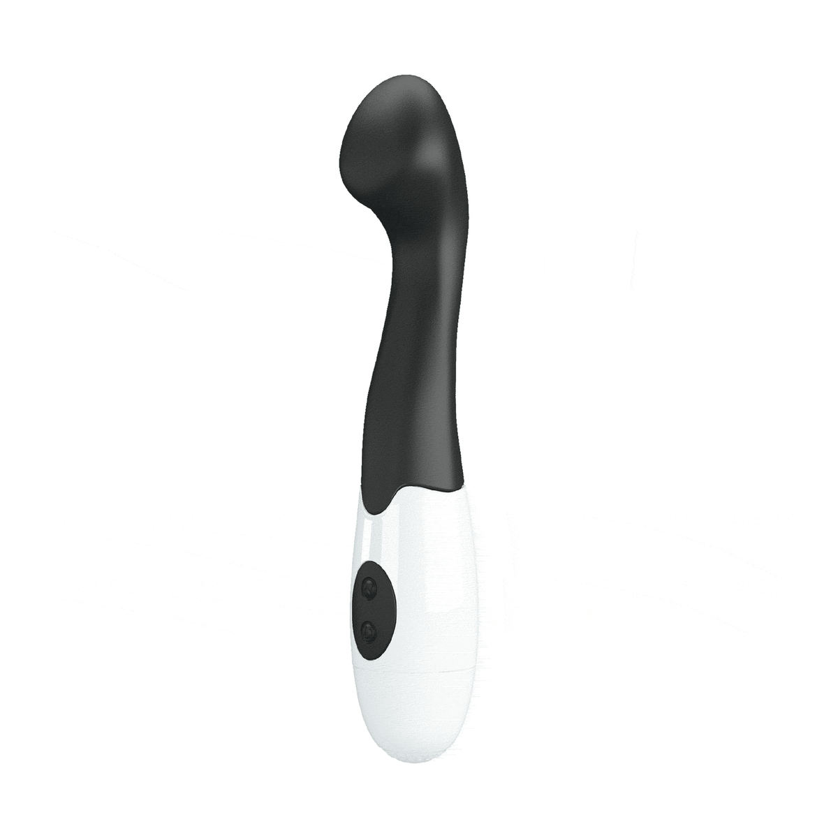 Vibratore Punto G nero e bianco in silicone opaco con forma ricurva