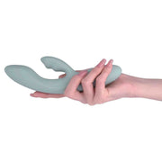 Vibratore rabbit Chika grigio turchese impugnato ergonomicamente
