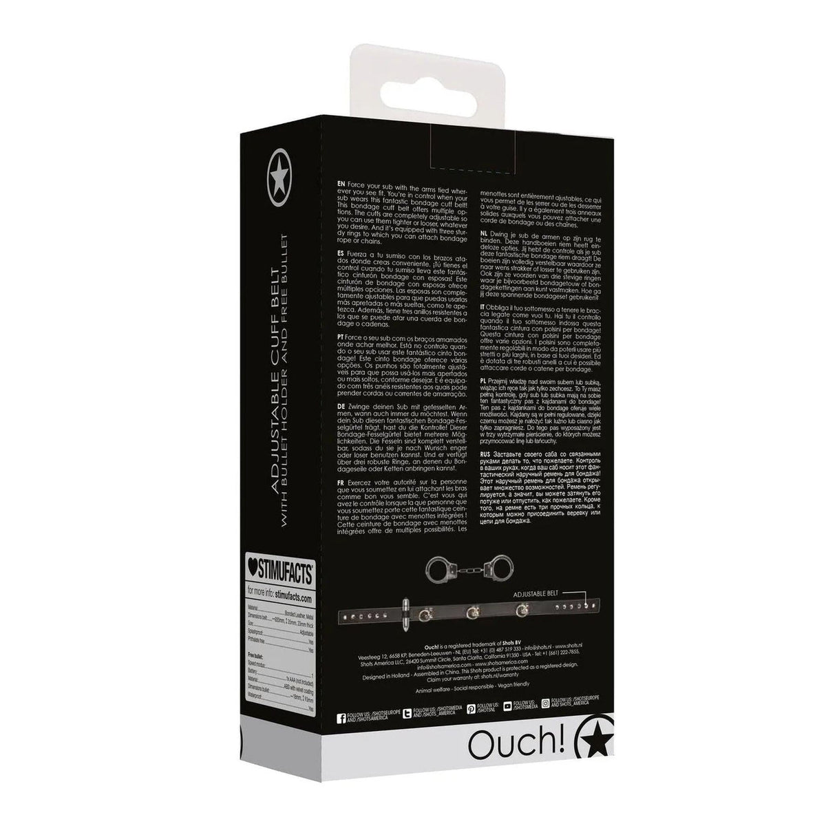 Cintura costrittiva con manette e bullet vibratore clitoride