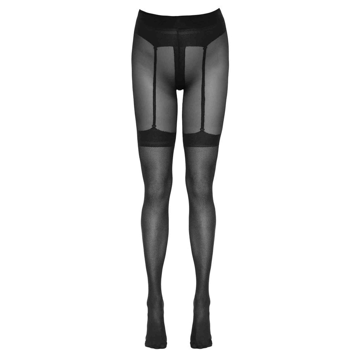 Collant 30 den extra fini con reggicalze e bretelle disegnate