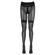 Collant 30 den extra fini con reggicalze e bretelle disegnate