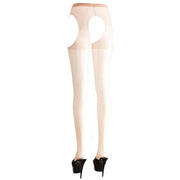 Collant Carne Velati con Aperture Bordatura Bianca