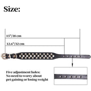 Collare nero in ecopelle con borchie argentate, cinghie regolabili – 38 cm