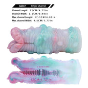 Vista laterale toy silicone canale singolo dimensioni 12 cm sezione interna schema