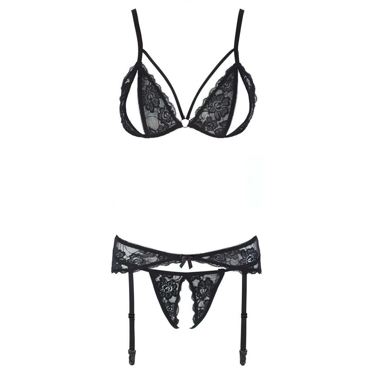 Completino Sexy 3 Pezzi Con Aperture Seni e Inguine