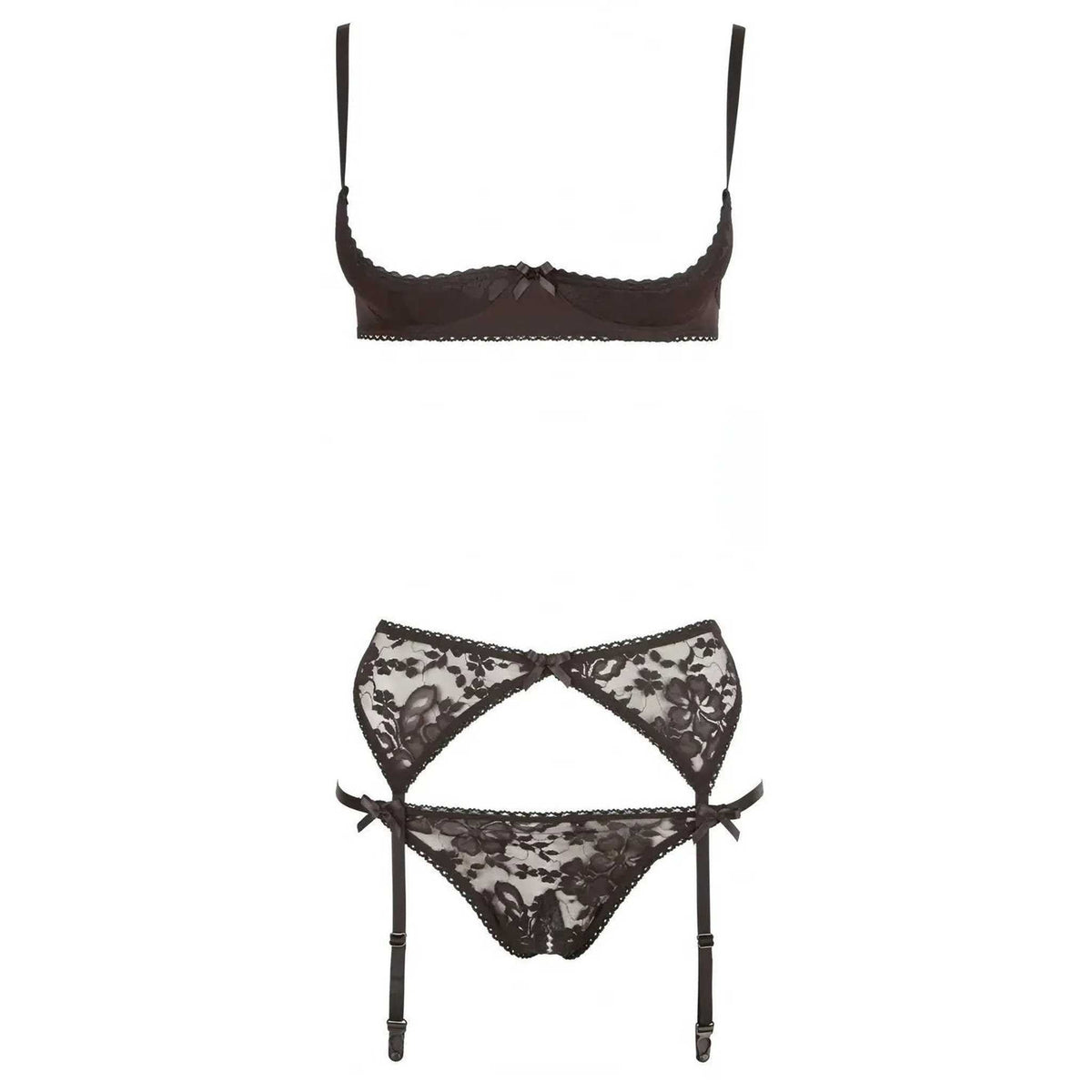 Completino Sexy - Reggiseno a balconcino, reggicalze e perizoma