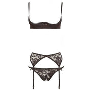 Completino Sexy - Reggiseno a balconcino, reggicalze e perizoma