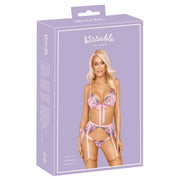 Completo Sexy Rosa con Fiocchi e Ricami a Fiori