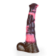 Dildo fantasy Conner Magmara in silicone marrone e rosa marbled con base a zampa