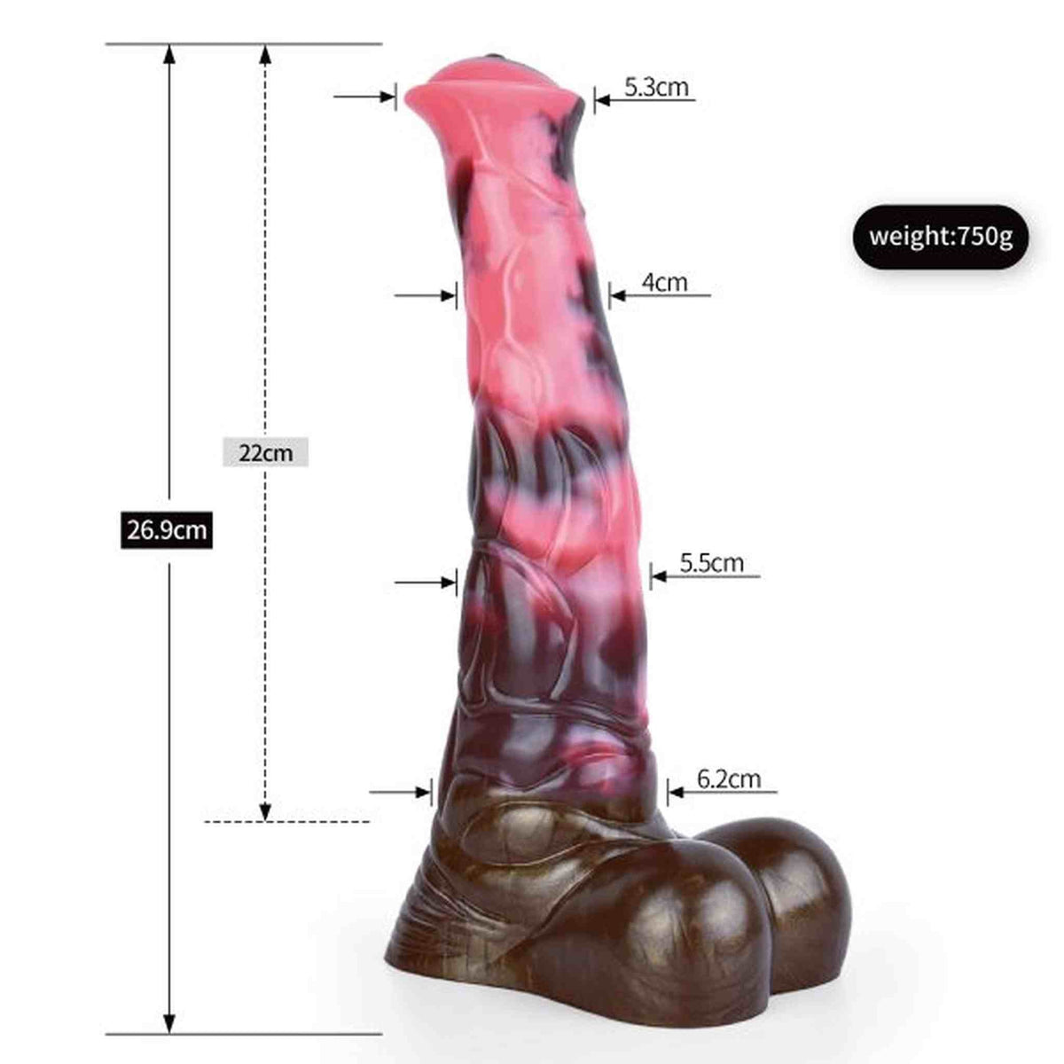 Dildo fantasy Conner Magmara dimensioni e peso specifiche silicone marbled