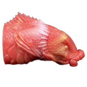 Dildo silicone liquido rosso corallo a forma di carpa koi con scaglie e pinne realistiche