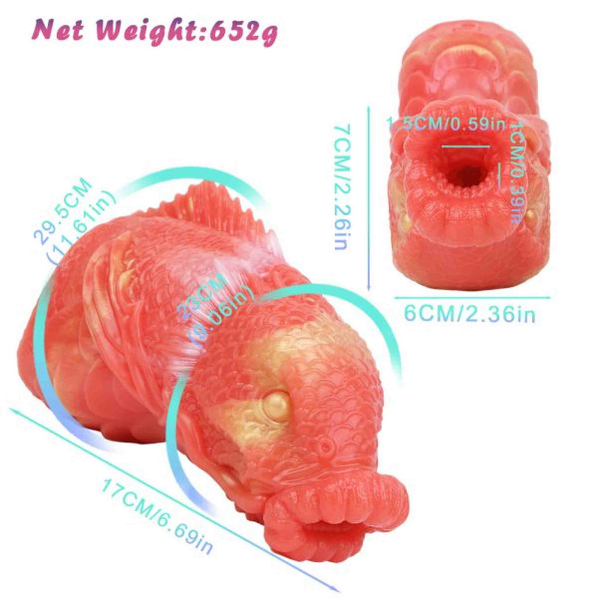 Dimensioni toy koi silicone liquido 29,5 cm peso netto 652g