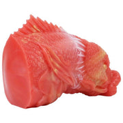 Toy silicone liquido koi rosso corallo con dettagli dorati e scaglie