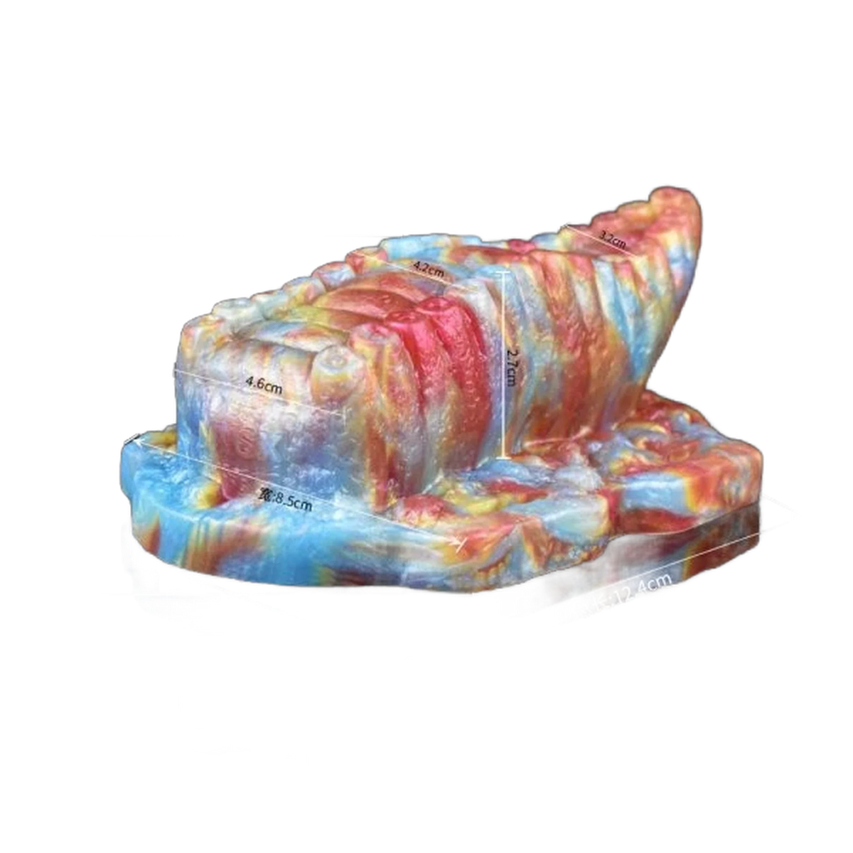 Dimensioni toy Cosmo bocca mostro silicone lucido effetto tie-dye 12,4 cm