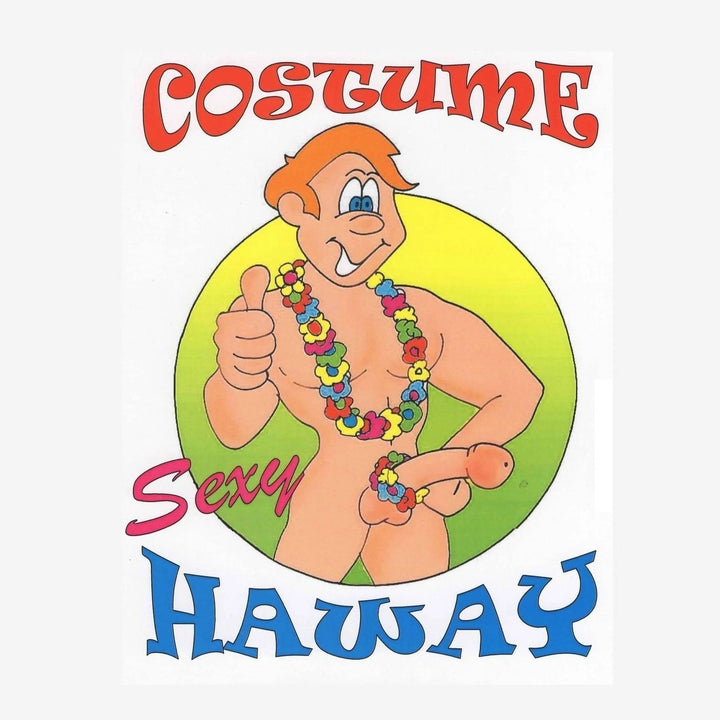 Costume Sexy Hawaii 2 pezzi illustrazione uomo con ghirlanda fiori