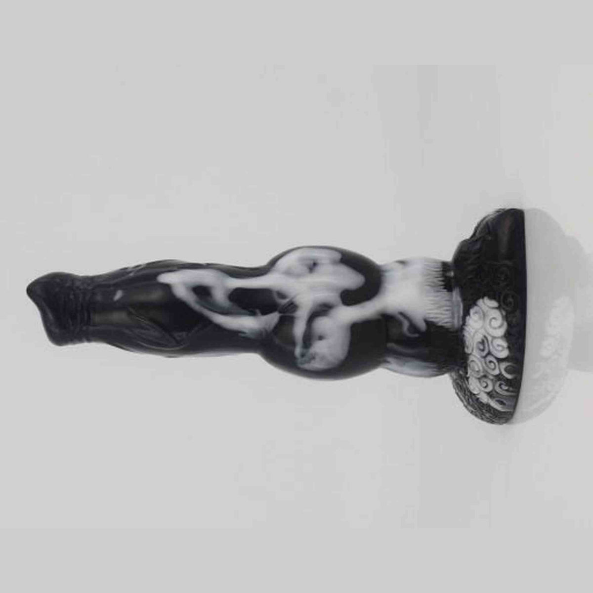 Dildo nero effetto marmorizzato bianco vista laterale