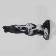 Dildo nero effetto marmorizzato bianco vista laterale
