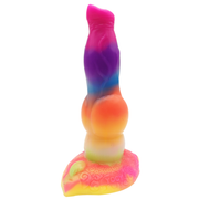 Dildo arcobaleno lucido rosa viola blu su base colorata