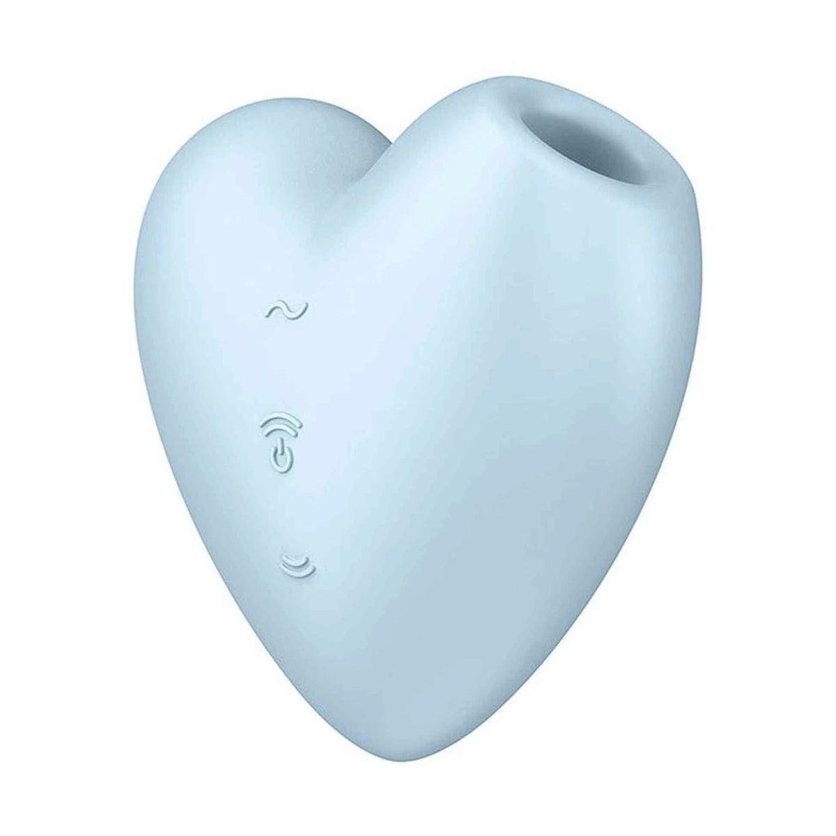 Satisfyer Cutie Heart blu chiaro con simboli di vibrazione e impulsi d'aria