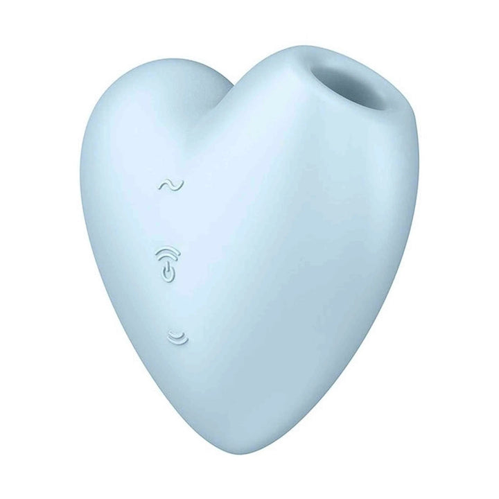 Satisfyer Cutie Heart blu chiaro con simboli di vibrazione e impulsi d'aria