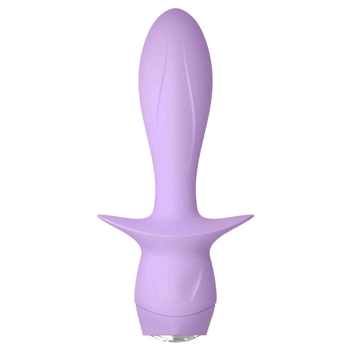 Vibratore Cuties Mini lilla con base a ventaglio e lente circolare per funzione luminosa
