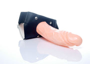Strap-on realistico in silicone colore carne con cavità e supporto nero
