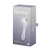 Angolo confezione vetro Satisfyer Dazzling Crystal 1 con dicitura gioco caldo/freddo