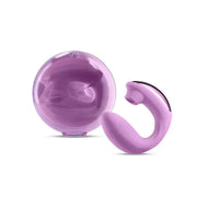 Vibratore rabbit Desire Euphoria lilla opaco accanto al contenitore aperto