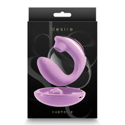 Vibratore rabbit Desire Euphoria lavanda con packaging nero e finestra trasparente