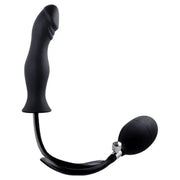 Plug anale gonfiabile nero in silicone ergonomico con pompa inclusa