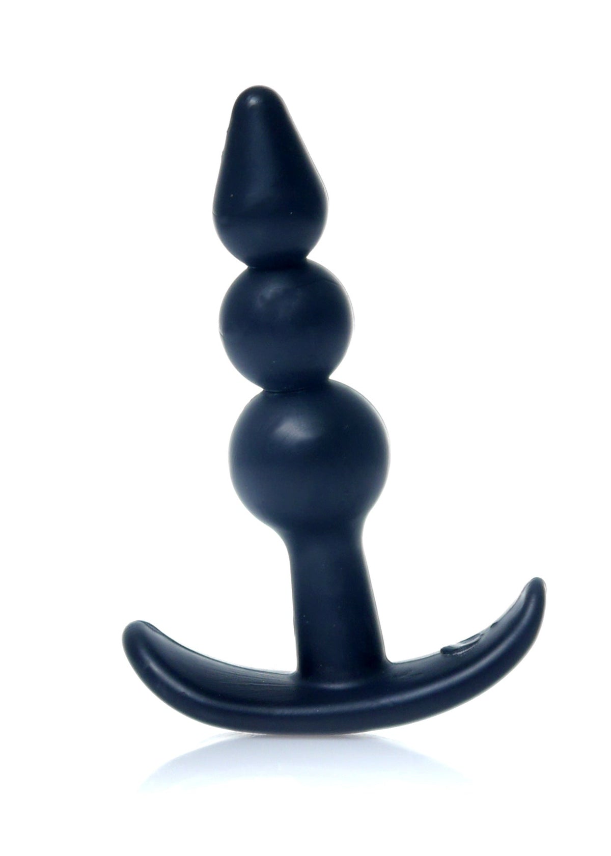 Dildo anale nero a tre sfere con punta conica e base curva
