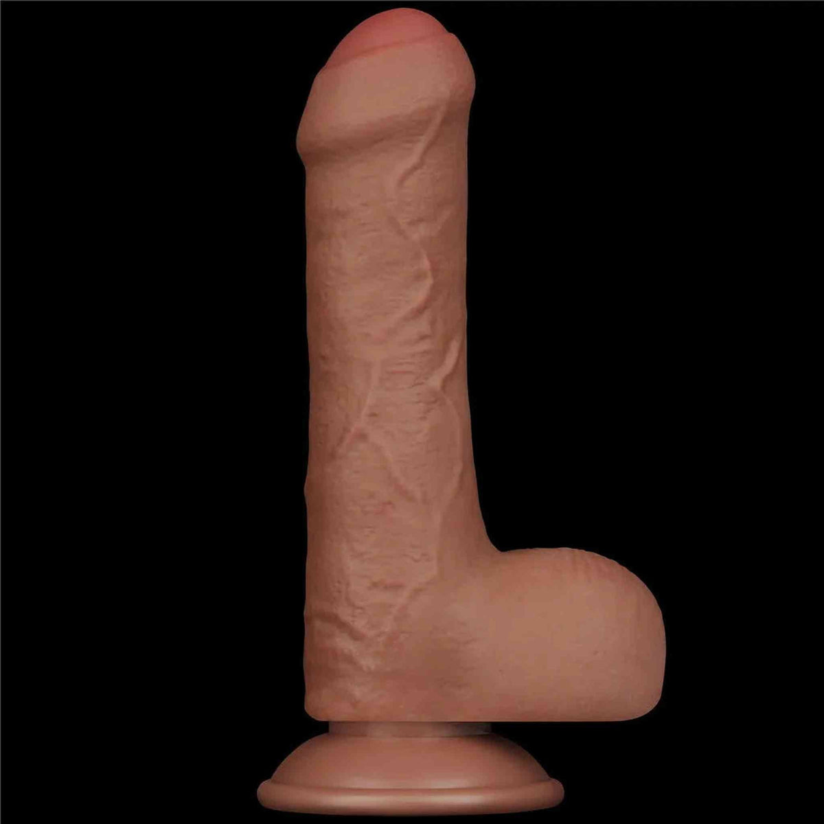Dildo morbido colore pelle con testa arrotondata e base piatta stabile